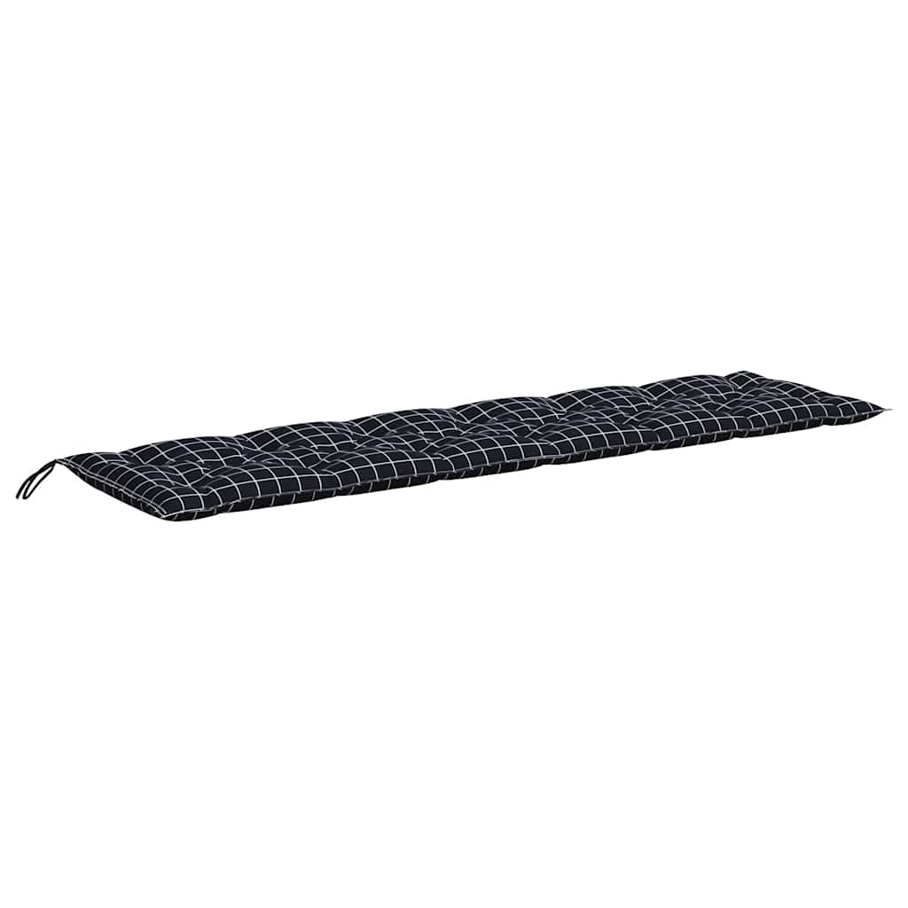 Cuscini Panca da Giardino 2pz a Quadri Nero 150x50x7 cm Tessuto 361710