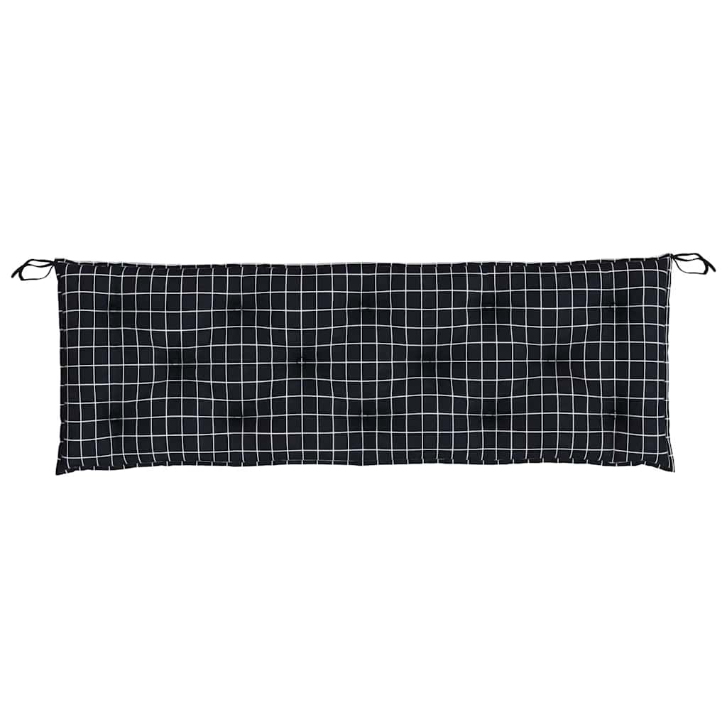 Cuscini Panca da Giardino 2pz a Quadri Nero 150x50x7 cm Tessuto 361710