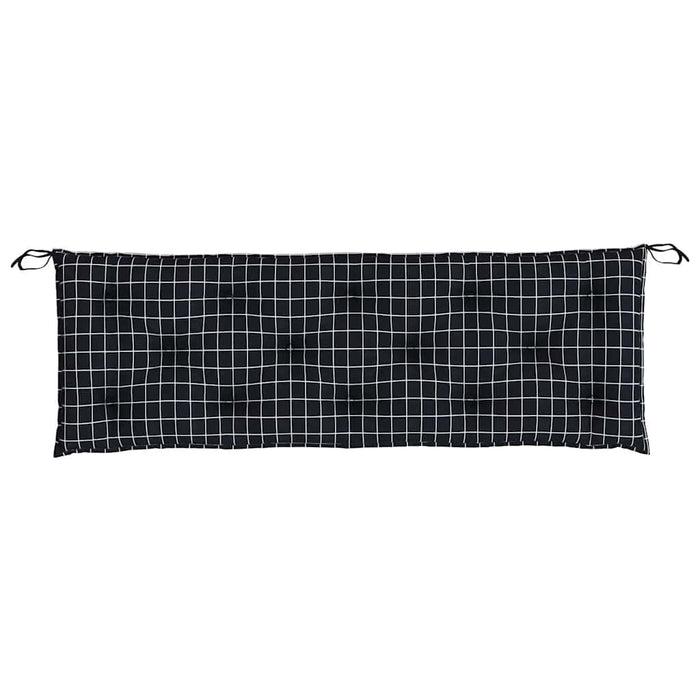 Cuscini Panca da Giardino 2pz a Quadri Nero 150x50x7 cm Tessuto 361710