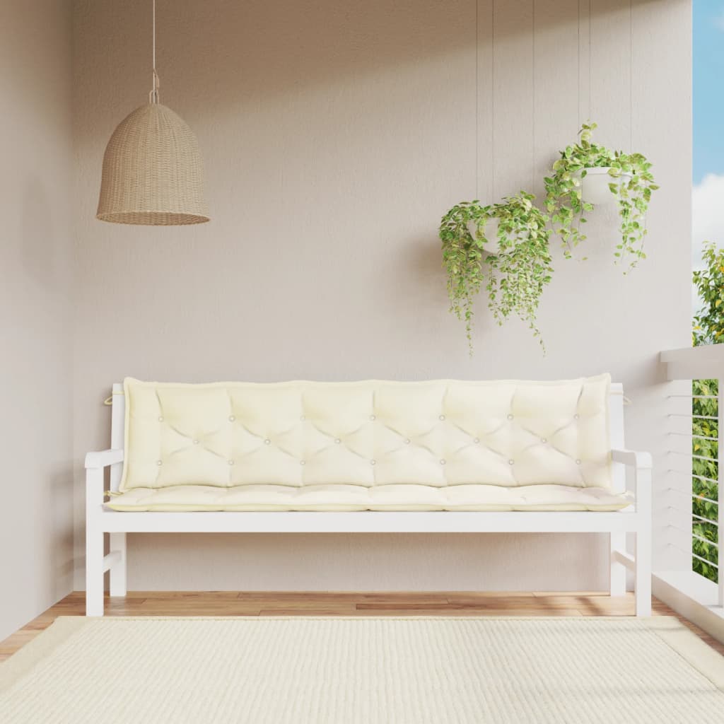 Cuscini Panca Giardino 2pz Bianco Crema 200x50x7 Tessuto Oxfordcod mxl 92107