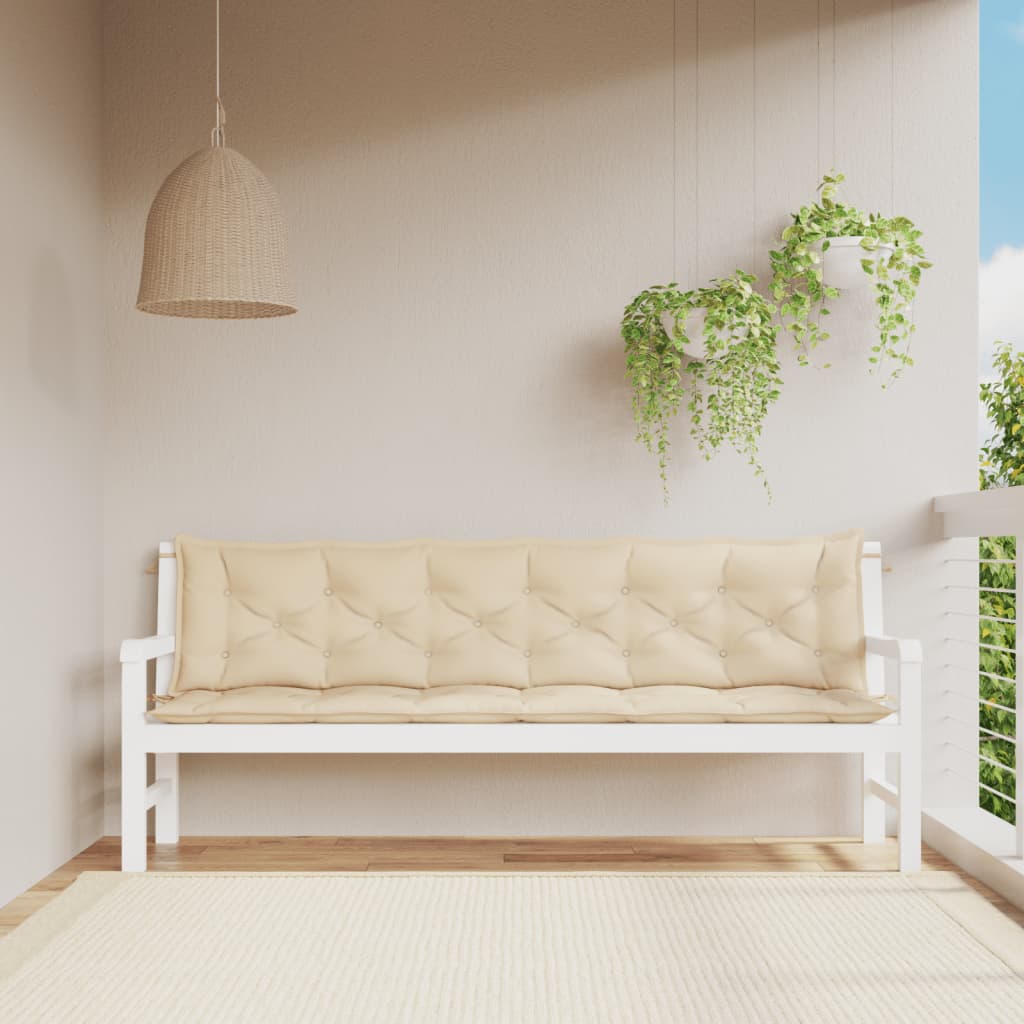 Cuscini Panca da Giardino 2pz Beige 200x50x7cm Tessuto Oxford 361738