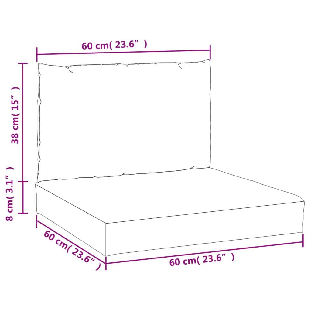 Cuscini per Pallet 2 pz Motivo a Quadri Nero in Tessuto Oxford 361767