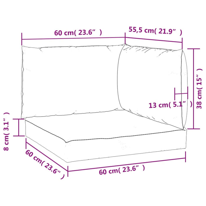 Cuscini per Pallet 3 pz Bianco Crema in Tessuto Oxford 361775