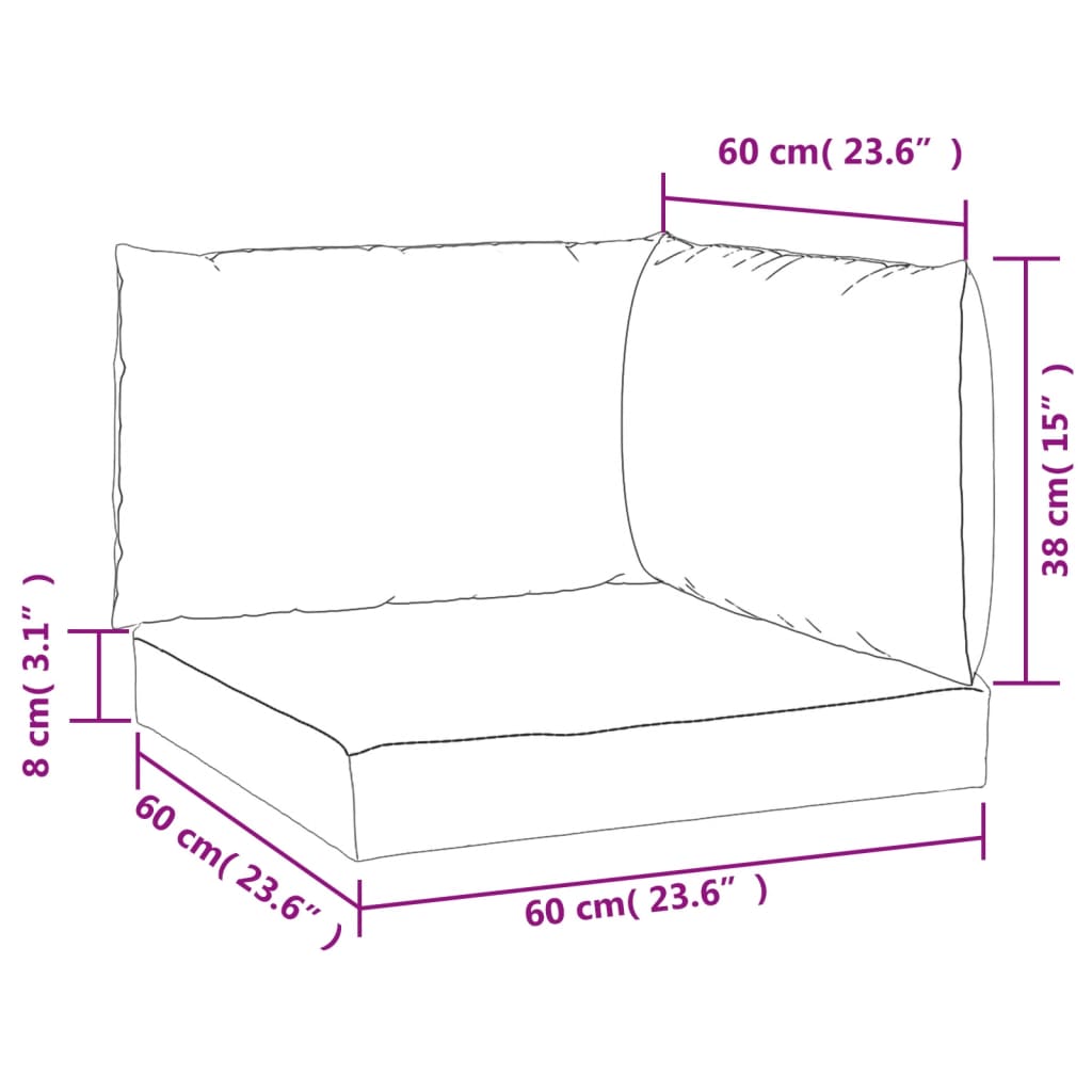 Cuscini per Pallet 3 pz Rosa in Tessuto Oxford 361790