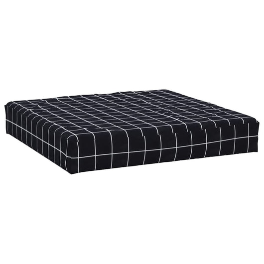 Cuscino Pallet Motivo a Quadri Nero 60x60x8 cm Tessuto Oxfordcod mxl 94372