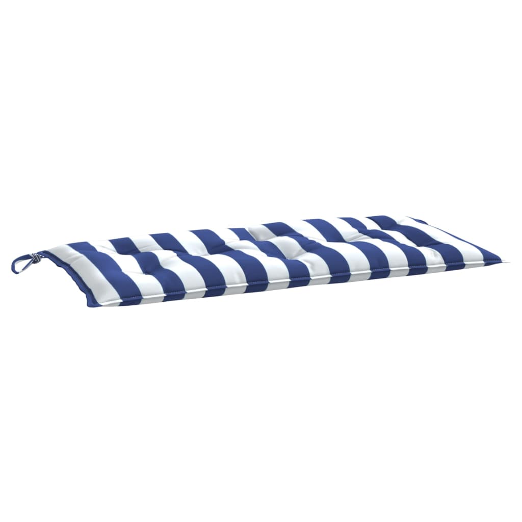 Cuscino Panca Giardino Righe Bianche e Blu 110x50x7 cm Tessuto 361823