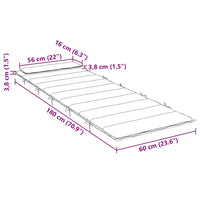 Cuscino per Lettino Antracite 180x60x3 cm in Tessuto Oxford 361852