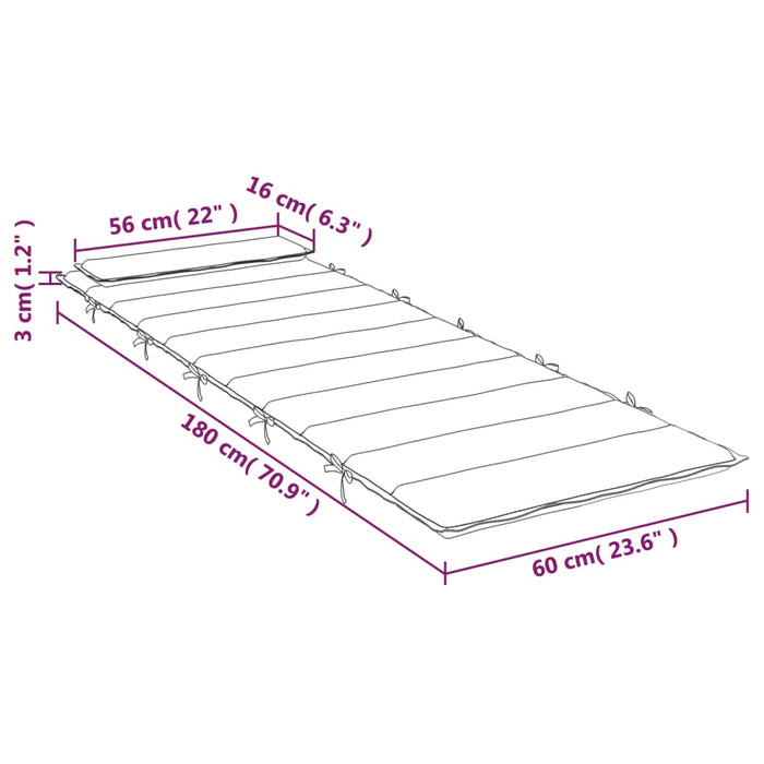 Cuscino per Lettino Antracite 180x60x3 cm in Tessuto Oxford 361852