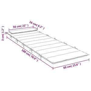 Cuscino per Lettino Verde 180x60x3 cm in Tessuto Oxford 361857