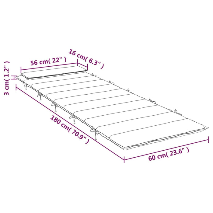 Cuscino per Lettino Multicolore 180x60x3 cm in Tessuto Oxford 361869