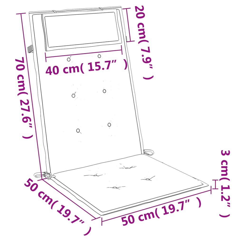 Cuscini per Sedia Schienale Alto 2 pz Antracite Tessuto Oxford 361874