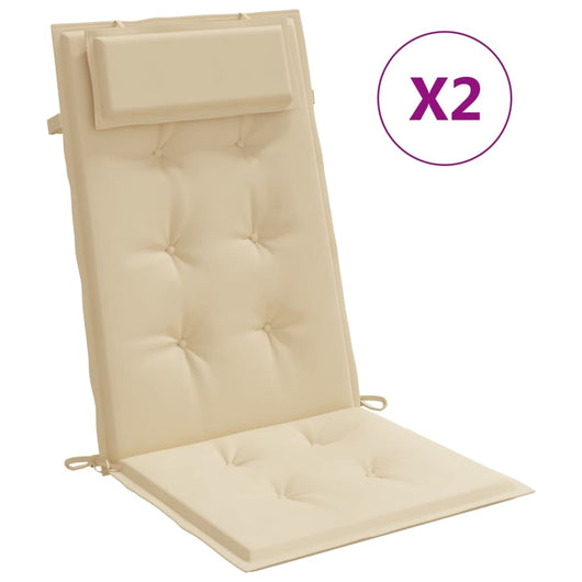 Cuscini per Sedia con Schienale Alto 2 pz Beige Tessuto Oxford 361883