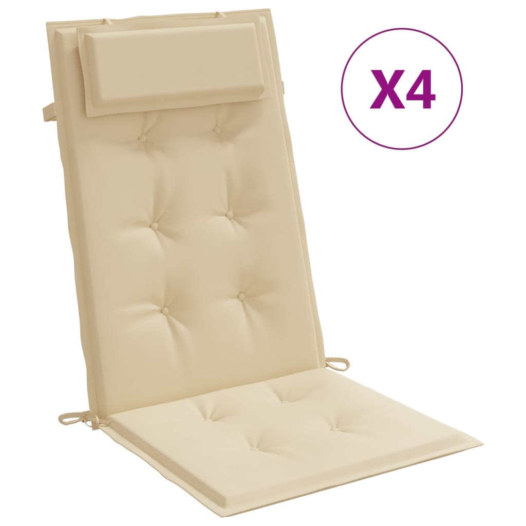 Cuscini per Sedia con Schienale Alto 4 pz Beige Tessuto Oxfordcod mxl 70291