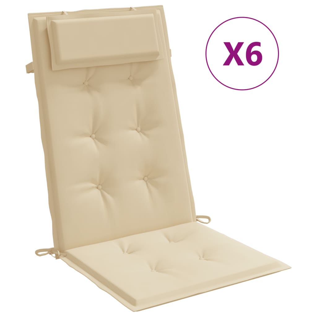 Cuscini per Sedia con Schienale Alto 6 pz Beige Tessuto Oxfordcod mxl 94313