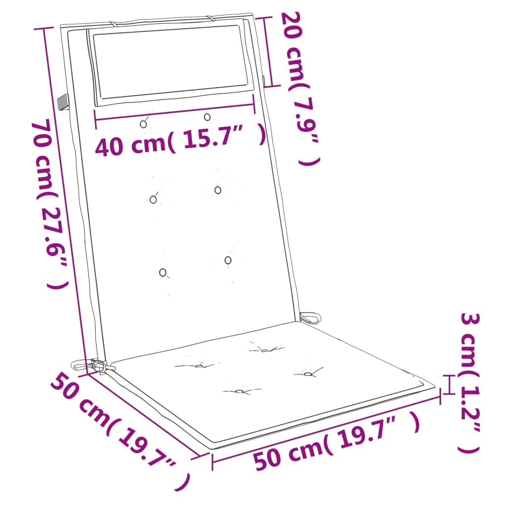 Cuscini Sedia con Schienale Alto 2 pz Blu Chiaro Tessuto Oxford 361886