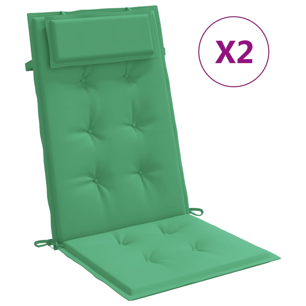 Cuscini per Sedia con Schienale Alto 2 pz Verde Tessuto Oxfordcod mxl 118317