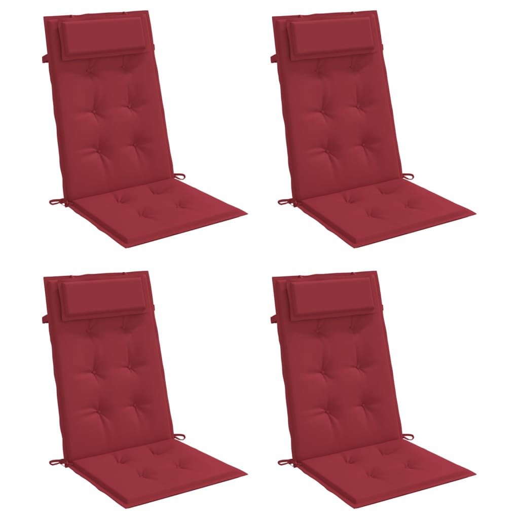 Cuscini Sedia con Schienale Alto 4 pz Rosso Vino Tessuto Oxford 361902