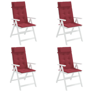 Cuscini Sedia con Schienale Alto 4 pz Rosso Vino Tessuto Oxford 361902