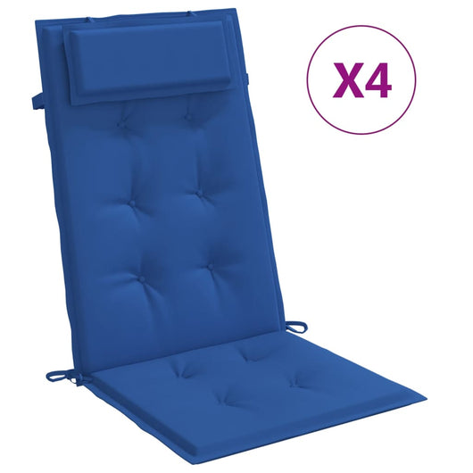 Cuscini Sedia con Schienale Alto 4 pz Blu Reale Tessuto Oxford 361905