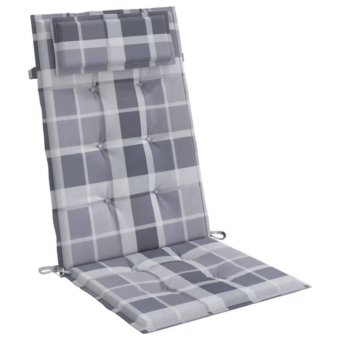 Cuscini Sedia Schienale Alto 2pz a Quadri Grigio Tessuto Oxfordcod mxl 94379