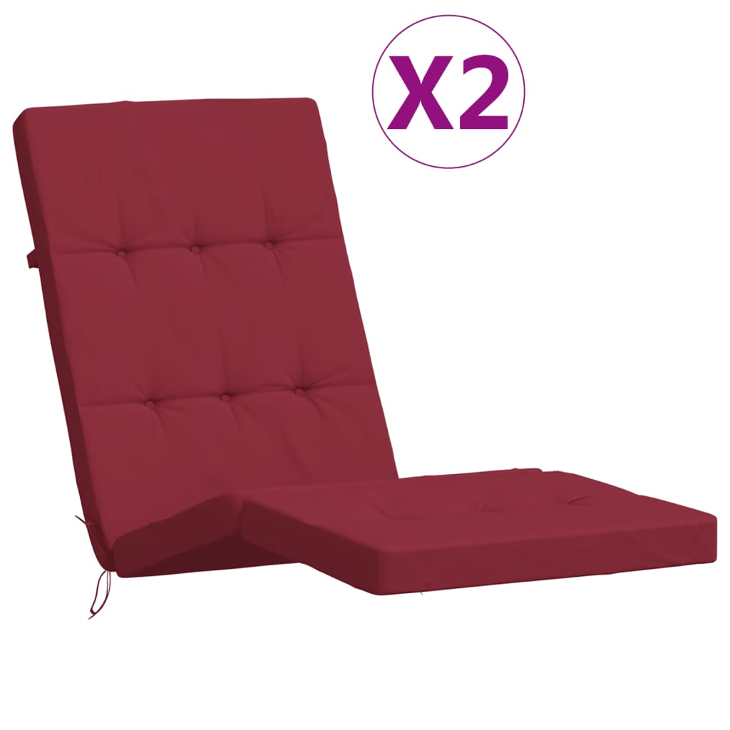 Cuscini per Sedia a Sdraio 2 pz Rosso Vino in Tessuto Oxfordcod mxl 118293