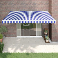 Tendada Sole Retrattile Blu e Bianca 4x3 m Tessuto e Alluminiocod mxl 100212