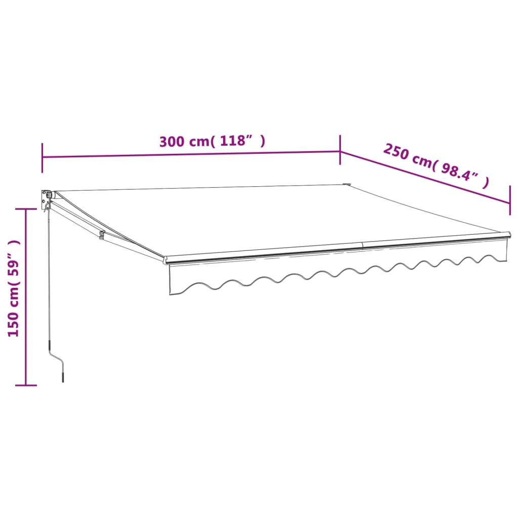 Tenda da Sole Retrattile Crema 3x2,5 m in Tessuto e Alluminio 3154426