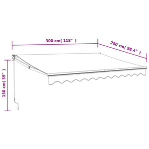 Tenda da Sole Retrattile Crema 3x2,5 m in Tessuto e Alluminio 3154426