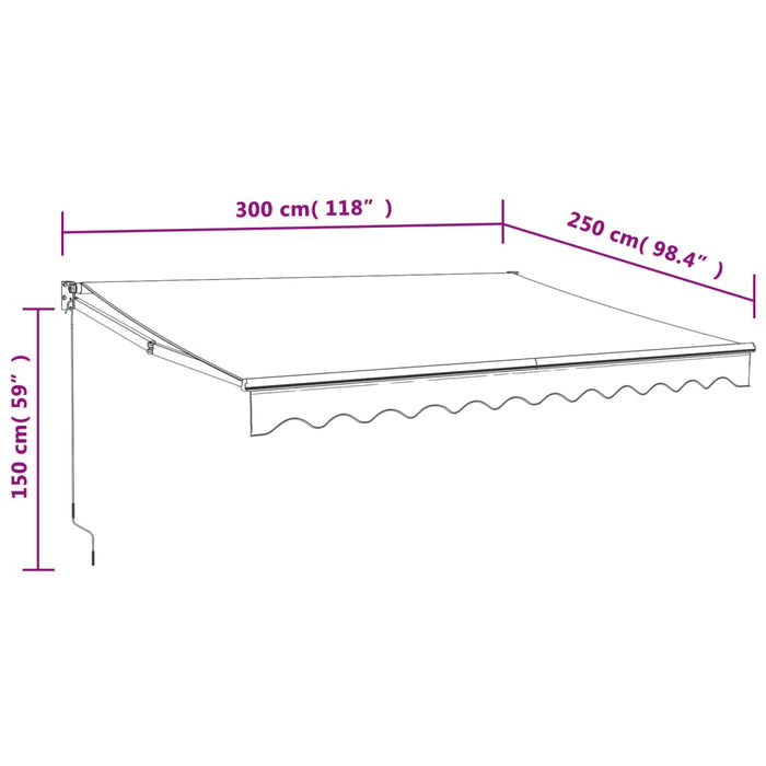 Tenda Retrattile Gialla e Bianca 3x2,5 m in Tessuto e Alluminio 3154431