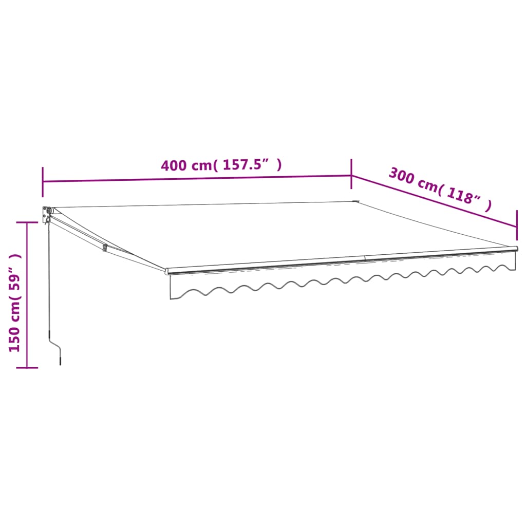 Tenda da Sole Retrattile Antracite 4x3 m in Tessuto e Alluminio 3154438