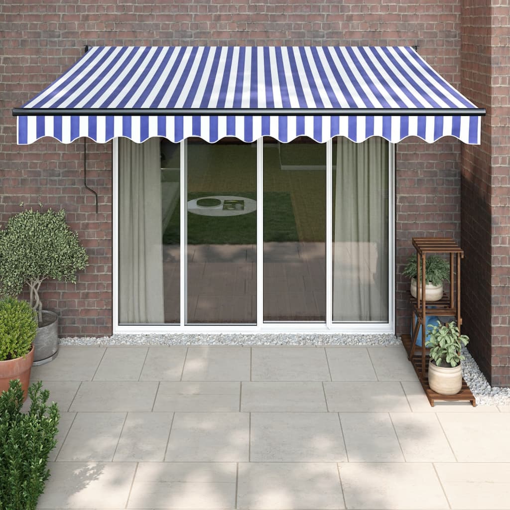 Tenda Sole Retrattile Blu e Bianca 3x2,5 m Tessuto e Alluminio 3154446