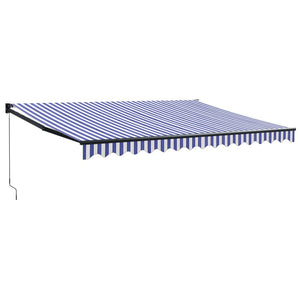 Tenda da Sole Retrattile Blu e Bianca 4x3 m Tessuto e Alluminio 3154448