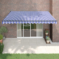 Tenda da Sole Retrattile Blu e Bianca 4x3 m Tessuto e Alluminio 3154448