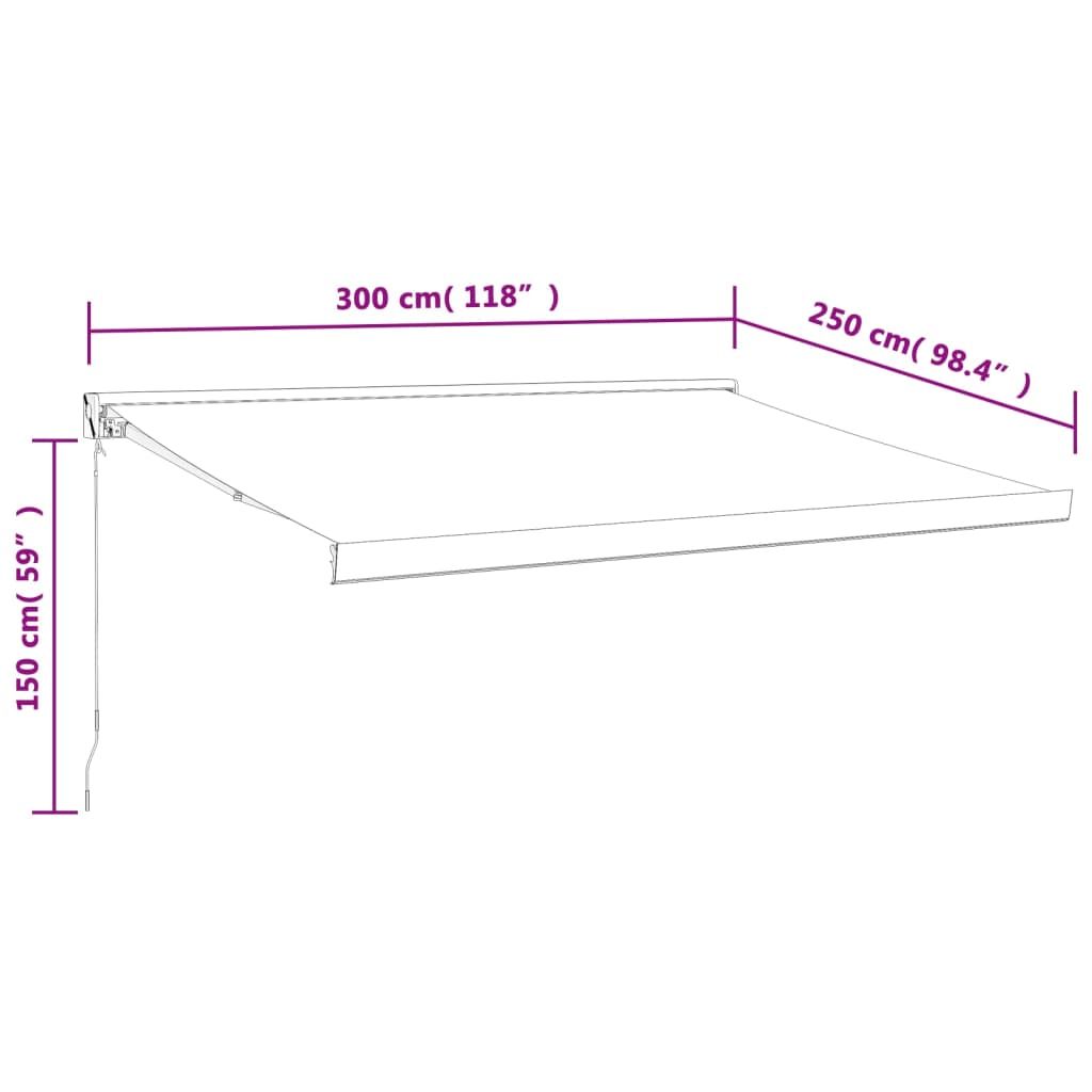 Tenda Retrattile Gialla e Bianca 3x2,5 m in Tessuto e Alluminio 3154531