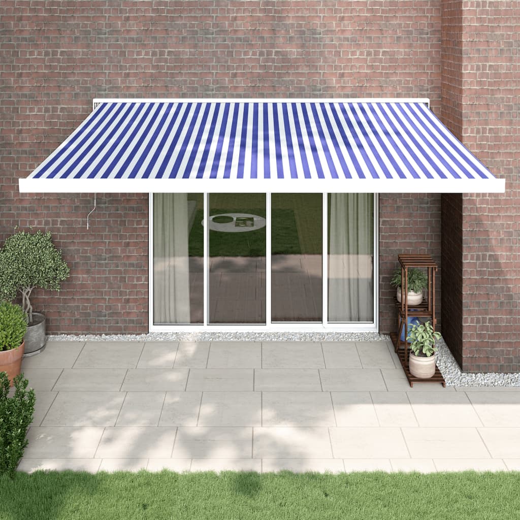 Tenda da Sole Retrattile Blu e Bianca 4x3 m Tessuto e Alluminio 3154573