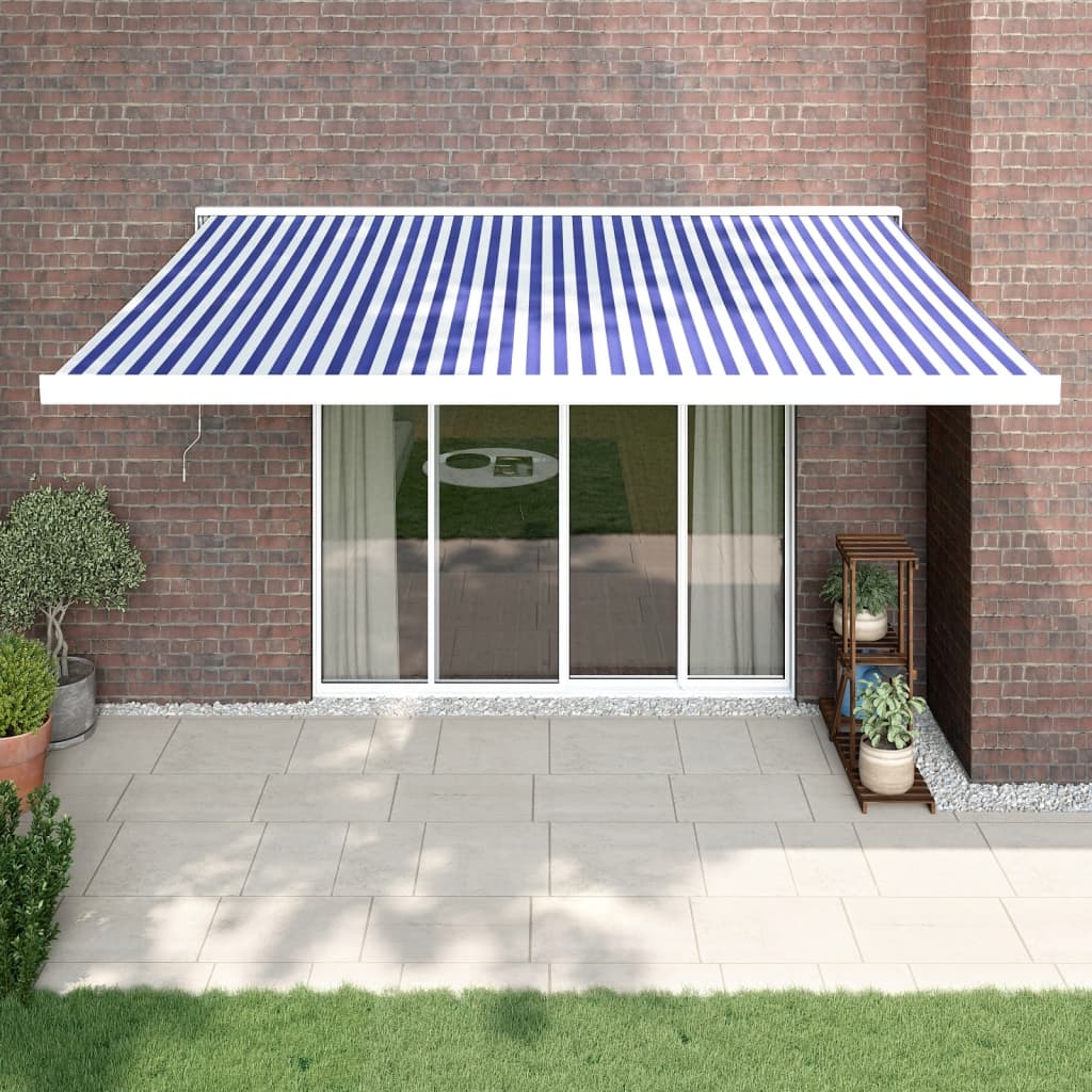 Tenda Sole Retrattile Blu e Bianca 4,5x3 m Tessuto e Alluminio 3154574