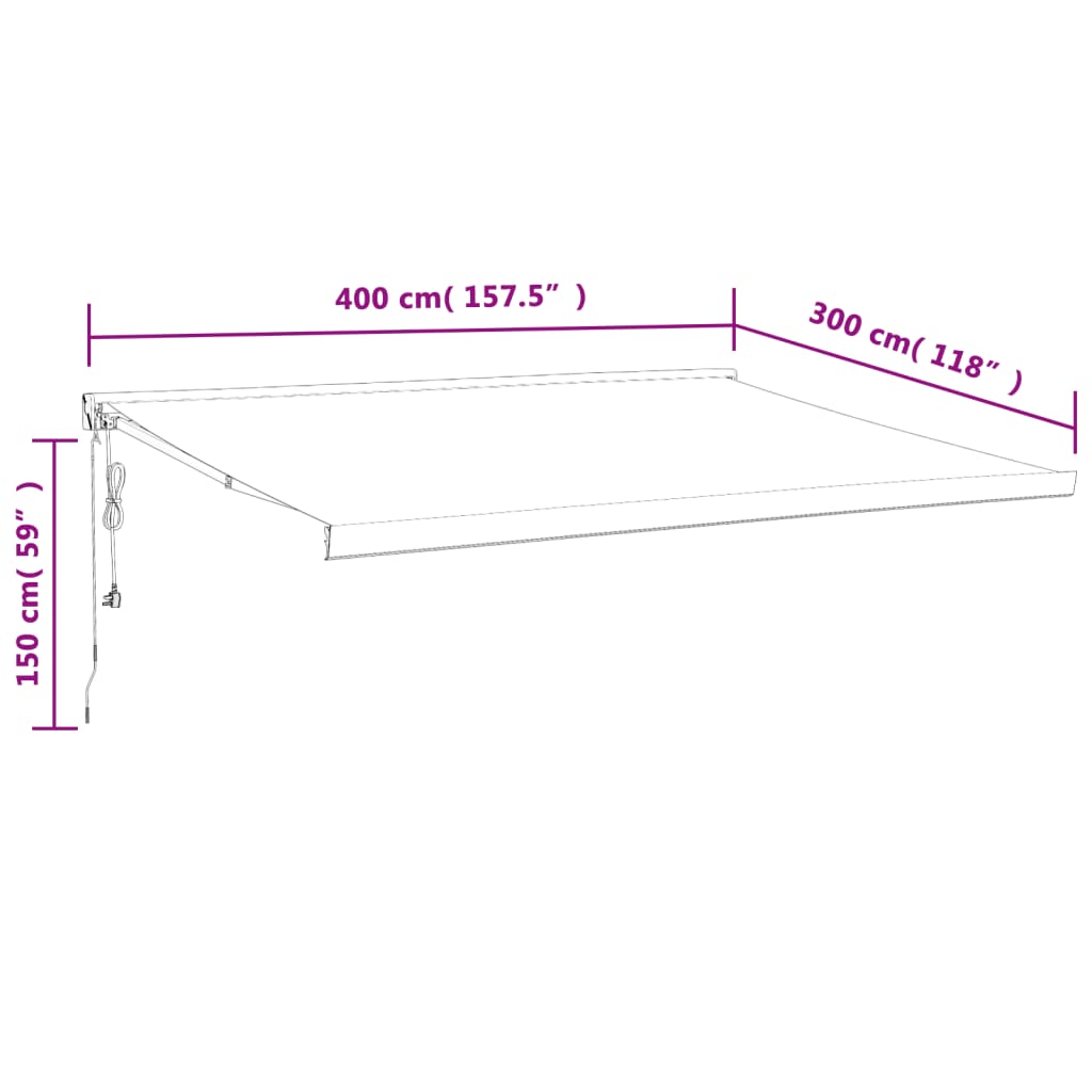 Tenda da Sole Retrattile Antracite 4x3 m in Tessuto e Alluminio 3154588