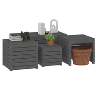 Set Cassette da Giardino 4 pz Grigio in Legno Massello di Pino 3154668