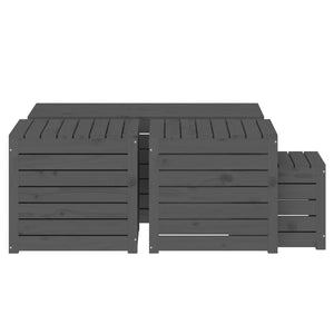 Set Cassette da Giardino 4 pz Grigio in Legno Massello di Pino 3154668