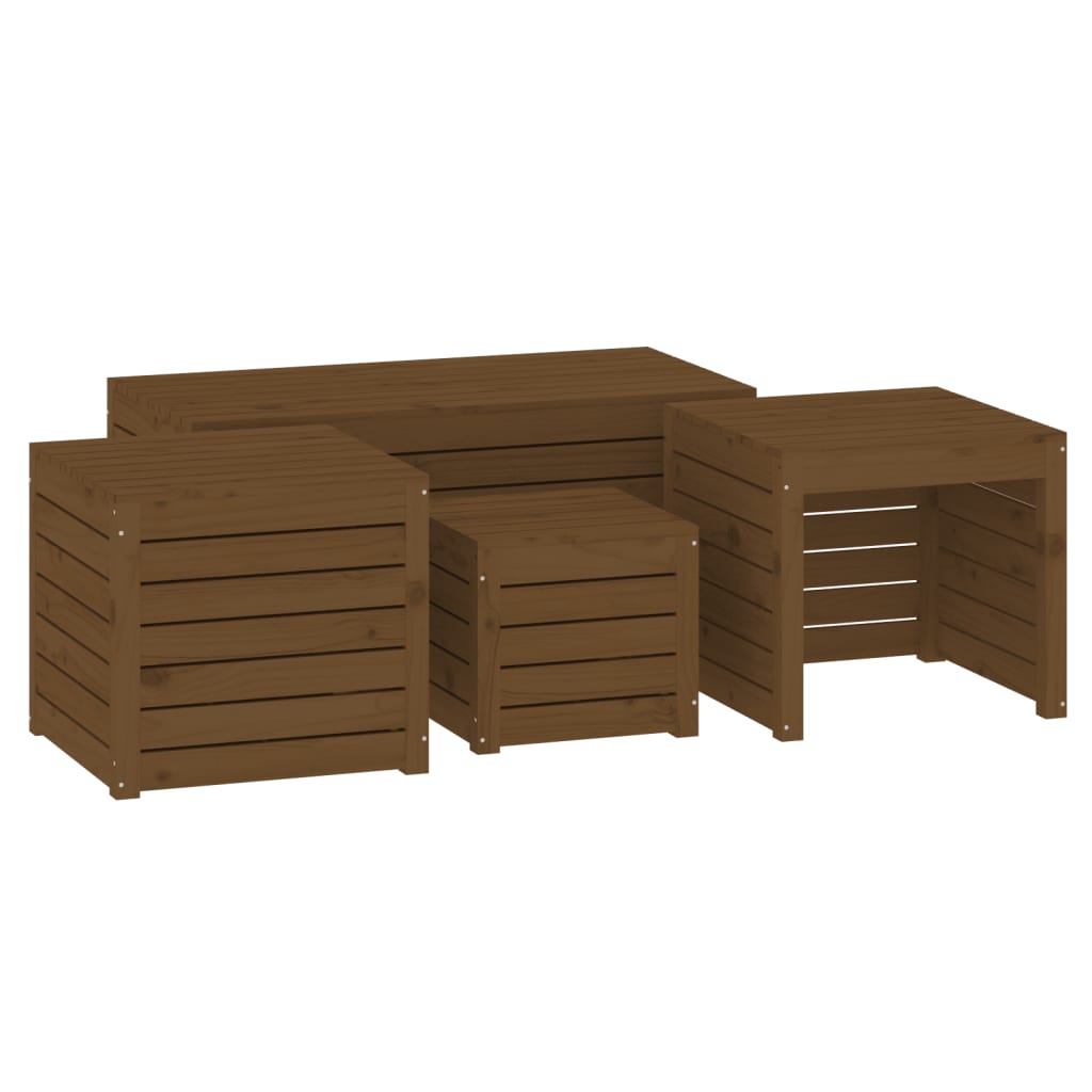 Set Cassette da Giardino 4 pz Miele in Legno Massello di Pino 3154669