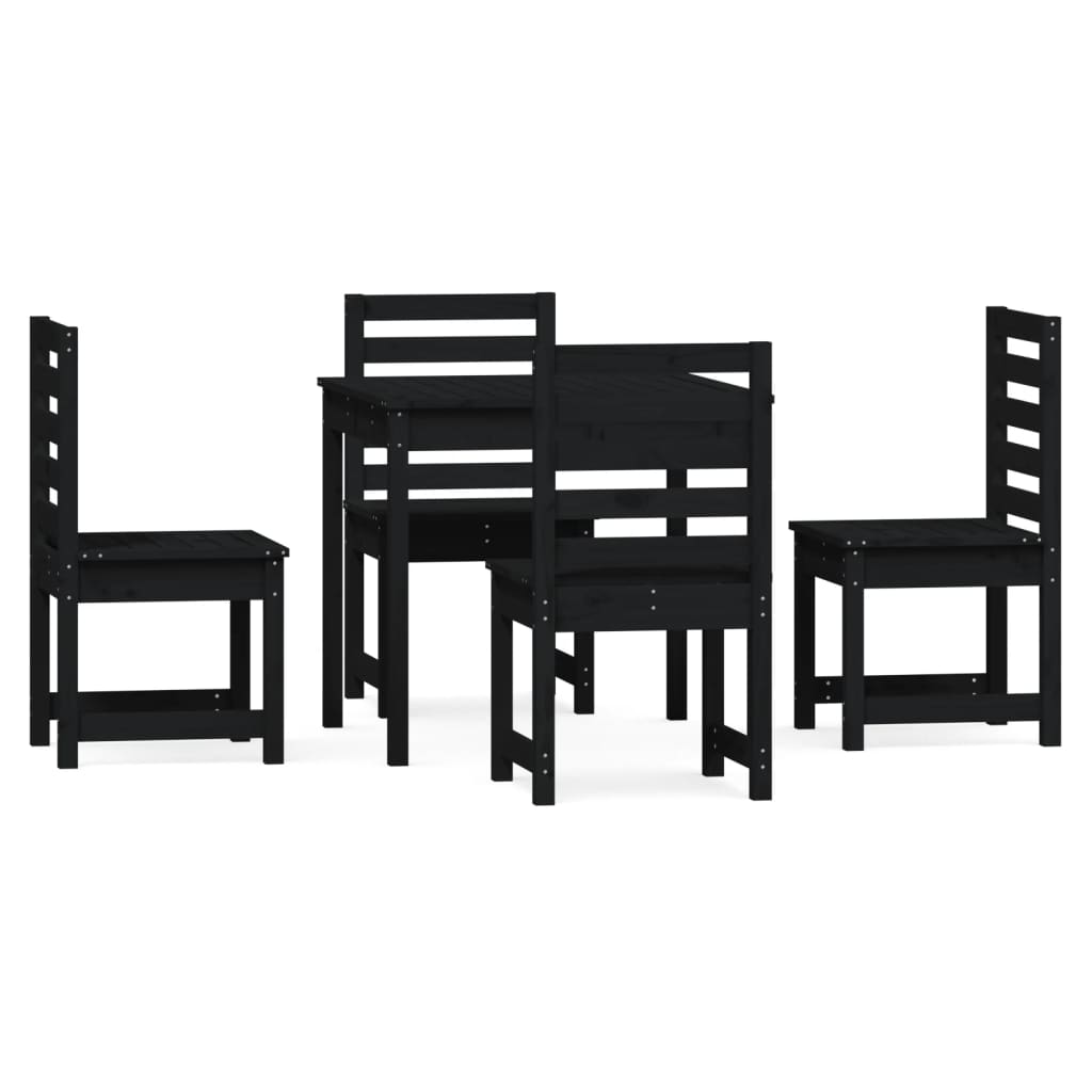 Set da Pranzo per Giardino 5pz Nero in Legno Massello di Pinocod mxl 100214