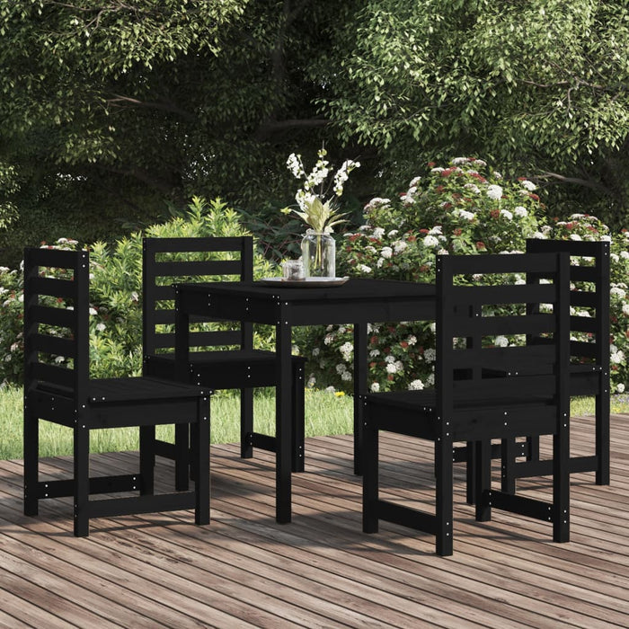 Set da Pranzo per Giardino 5pz Nero in Legno Massello di Pinocod mxl 100214