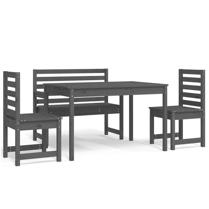 Set da Pranzo per Giardino 4pz Grigio in Legno Massello di Pino 3154691