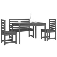 Set da Pranzo per Giardino 4pz Grigio in Legno Massello di Pino 3154691