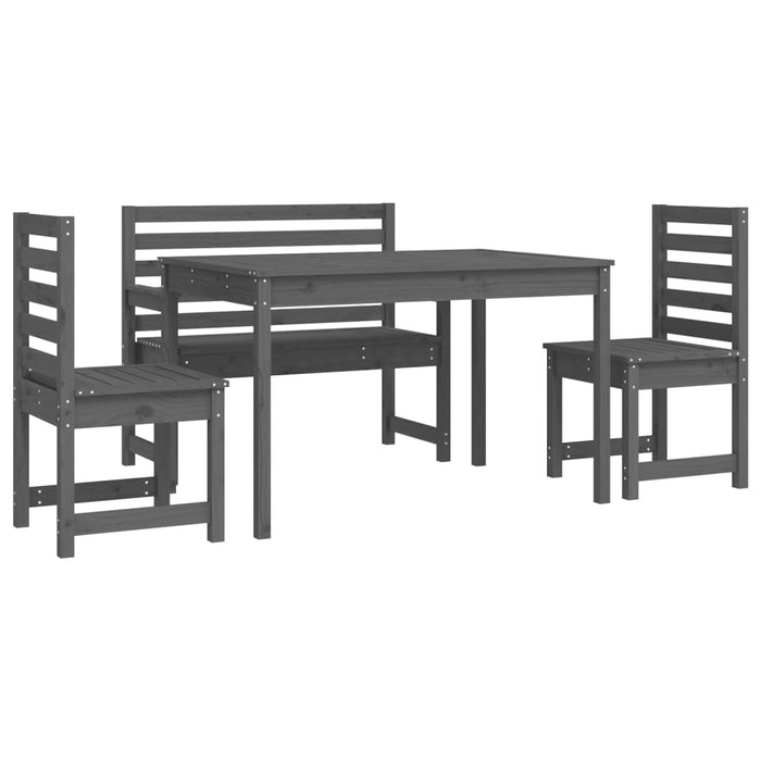 Set da Pranzo per Giardino 4pz Grigio in Legno Massello di Pino 3154691