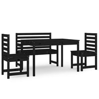 Set da Pranzo per Giardino 4pz Nero in Legno Massello di Pino 3154693