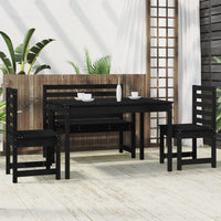 Set da Pranzo per Giardino 4pz Nero in Legno Massello di Pino 3154693