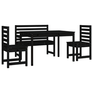 Set da Pranzo per Giardino 4pz Nero in Legno Massello di Pino 3154693