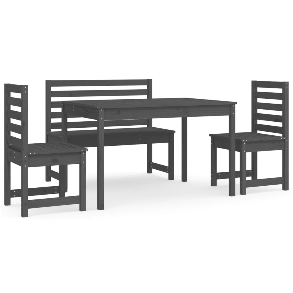 Set da Pranzo per Giardino 4pz Grigio in Legno Massello di Pino 3154697