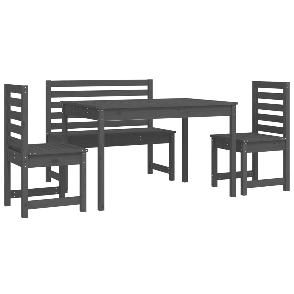 Set da Pranzo per Giardino 4pz Grigio in Legno Massello di Pino 3154697